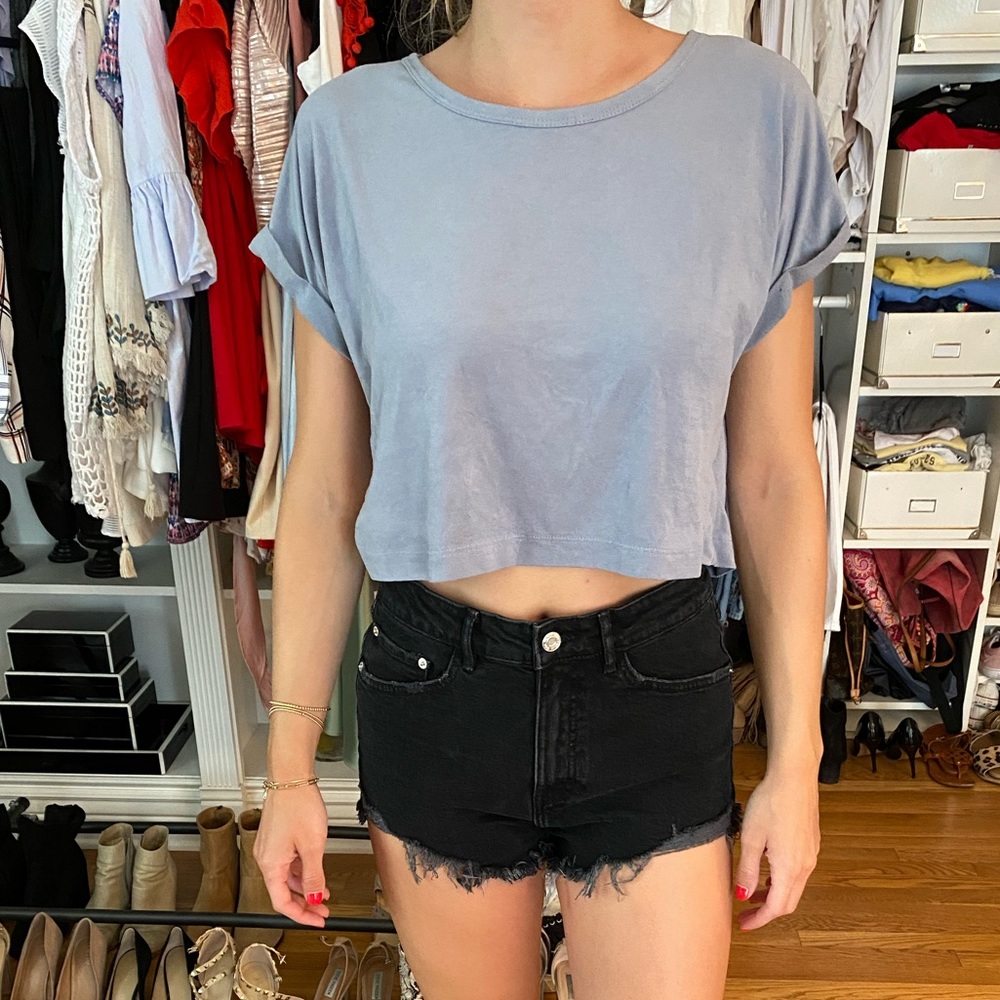 Suede/velvet material crop top! One size fits all